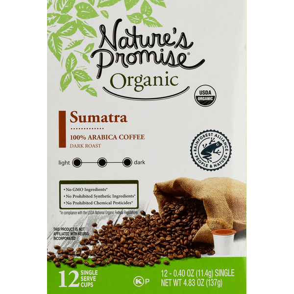 Coffee Nature's Promise Coffee, Dark Roast, Sumatra, Single Serve Cups hero