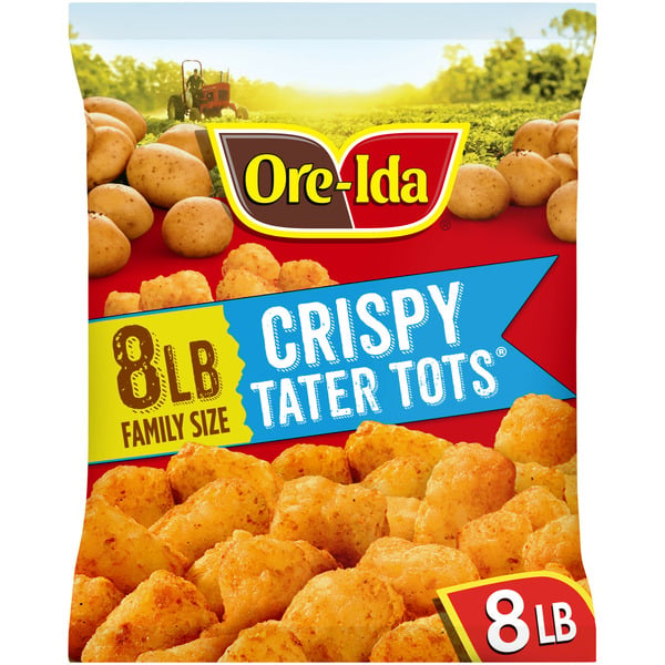 Frozen Meals Ore-Ida Golden Tater Tots Seasoned Shredded Potatoes Frozen Food Snacks Value Size hero