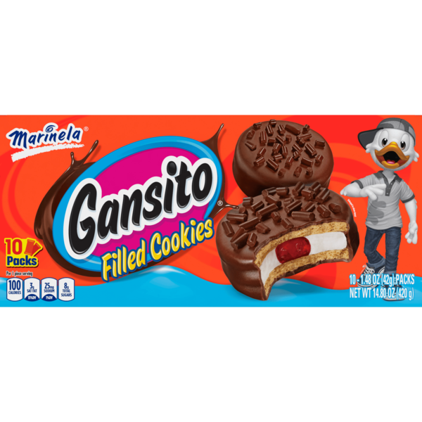 Cookies & Cakes Bimbo  Gansito, 10 packs, Strawberry and Crème Filled Cookies hero