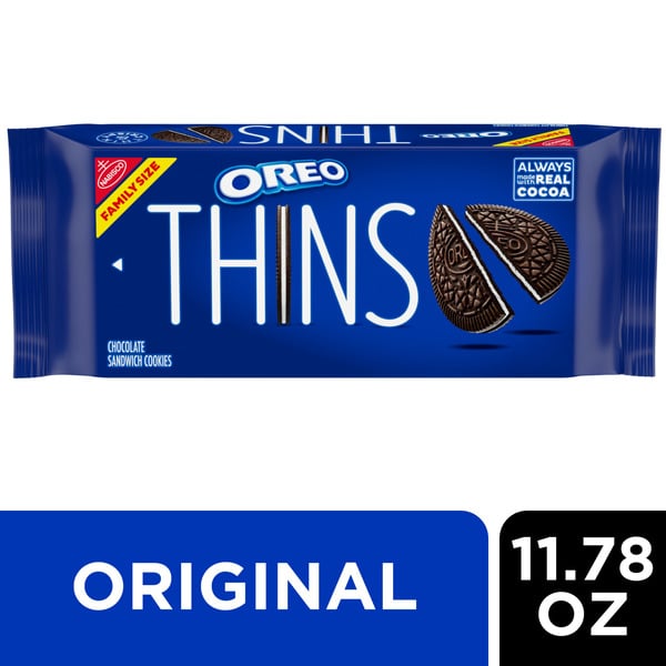 Packaged Cookies Oreo Thins Chocolate Sandwich Cookies, Family Size hero