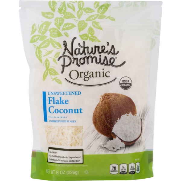 Baking Ingredients Nature's Promise Flake Coconut, Organic, Unsweetened, Pouch hero