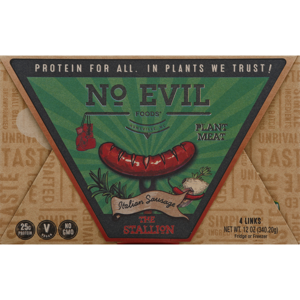 Tofu & Meat Alternatives No Evil Foods Plant Meat, Italian Sausage, The Stallion, 4 Links hero