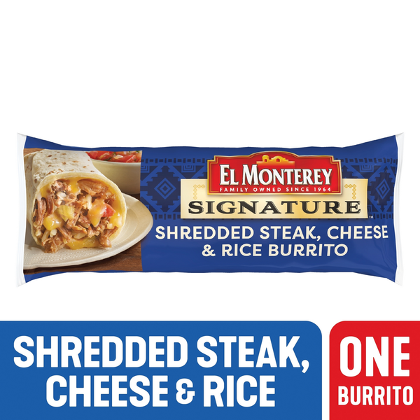 Frozen Meals El Monterey Signature Shredded Steak & Three-Cheese Burrito hero