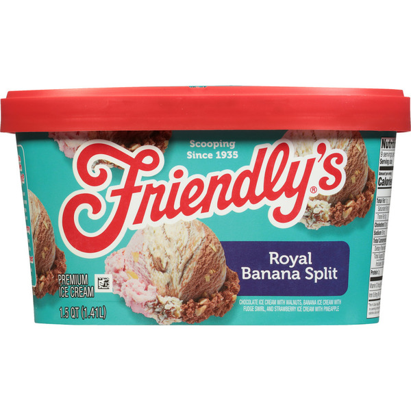 Ice Cream & Ice Friendly's Rich And Creamy Royal Banana Split Premium Ice Cream 1.5 Quart hero