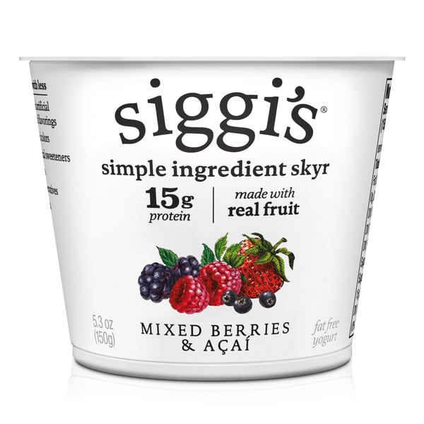 Yogurt, Kefir & Smoothies Siggi's Nonfat Acai & Mixed Berries Yogurt hero