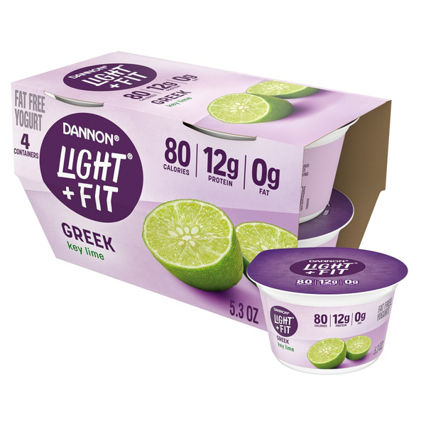 Yogurt Dannon Light + Fit Key Lime Greek Nonfat Yogurt Cups hero