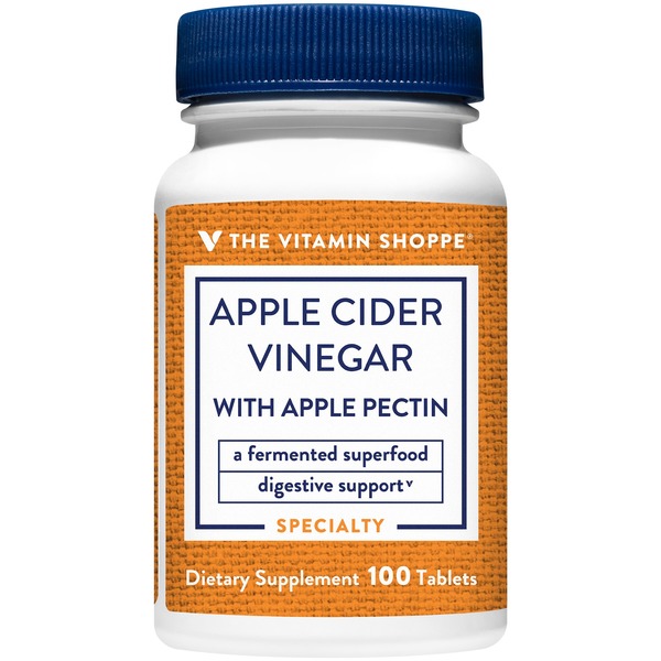 Apple Cider Vinegar The Vitamin Shoppe Apple Cider Vinegar with Apple Pectin - 108 MG (100 Tablets) hero