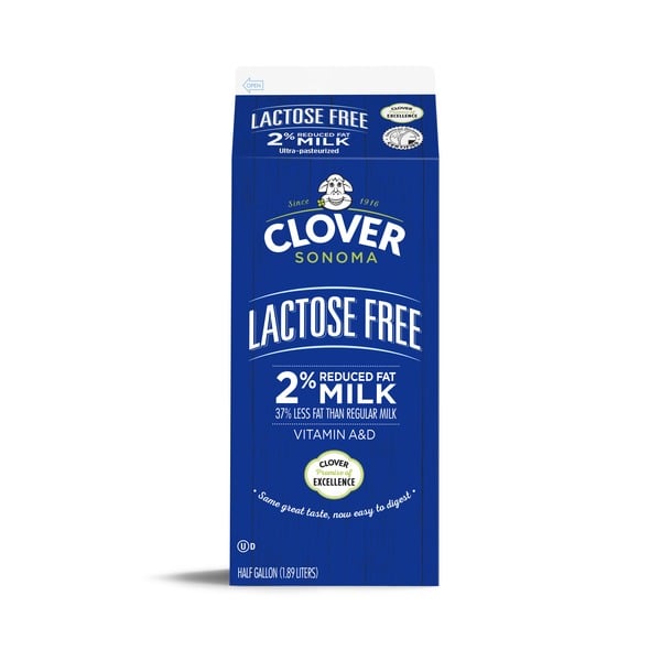 Milk Clover Sonoma Lactose Free UHT Reduced Fat 2% Milk Half Gallon hero