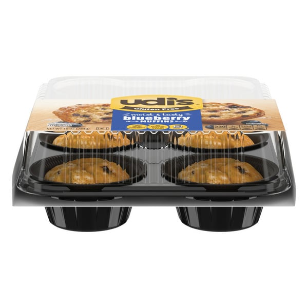 Bakery Desserts Udi's Gluten Free Blueberry Muffins, Frozen hero