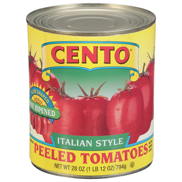 Canned & Jarred Vegetables Cento Italian Style Whole Peeled Tomatoes Italian with Basil Leaf hero