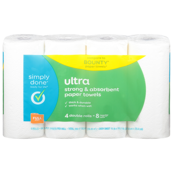 Paper Goods Simply Done Paper Towels, Ultra, Strong & Absorbent, Double Rolls, 2-Ply hero