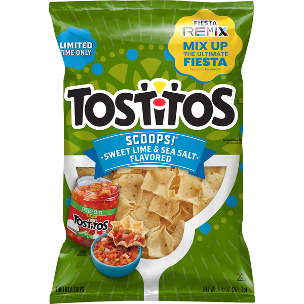 Chips & Pretzels Tostitos Tortilla Chips, Sweet Lime & Sea Salt Flavored hero