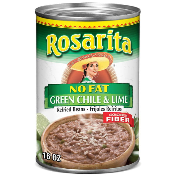 Canned Meals & Beans Rosarita No Fat Refried Beans with Green Chile and Lime hero