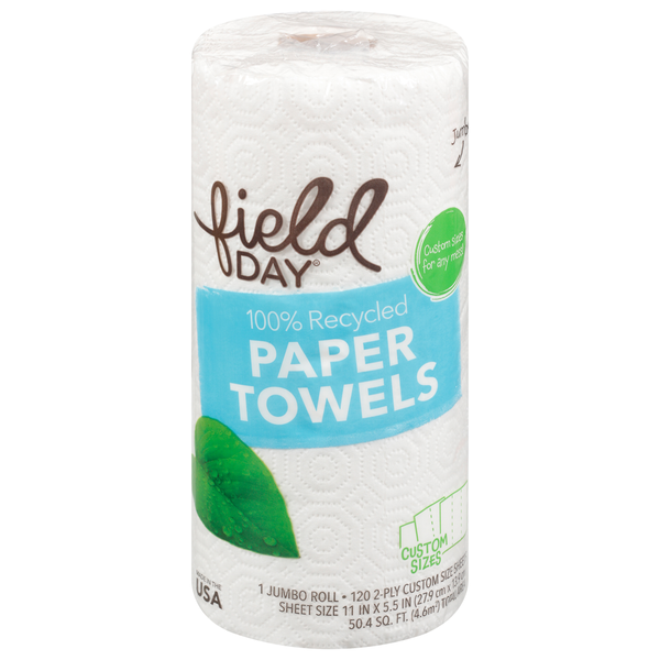 Paper Goods FIELD DAY Paper Towels, 100% Recycled, Jumbo, 2-Ply hero