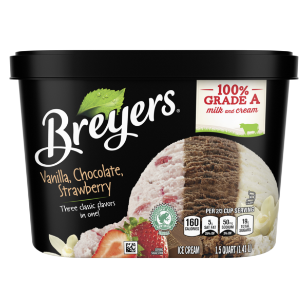 Ice Cream & Ice Breyers Original Ice Cream Vanilla Chocolate Strawberry hero