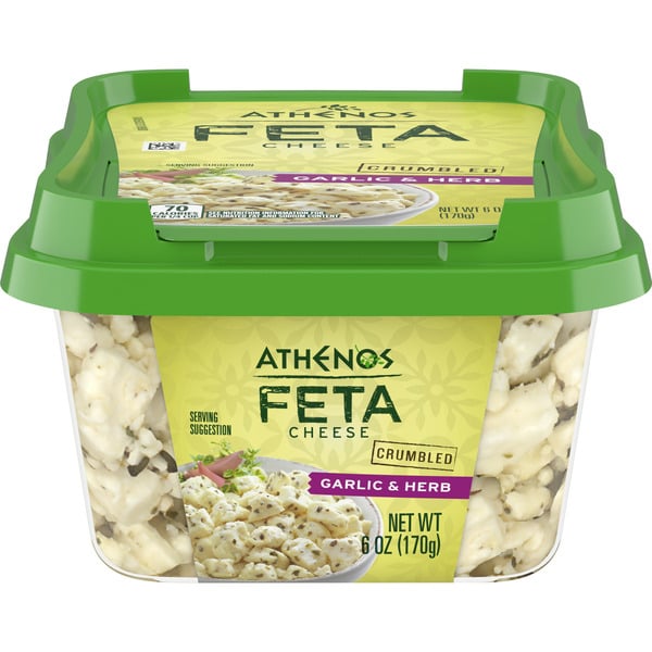 Packaged Cheese Athenos Garlic & Herb Crumbled Feta Cheese hero