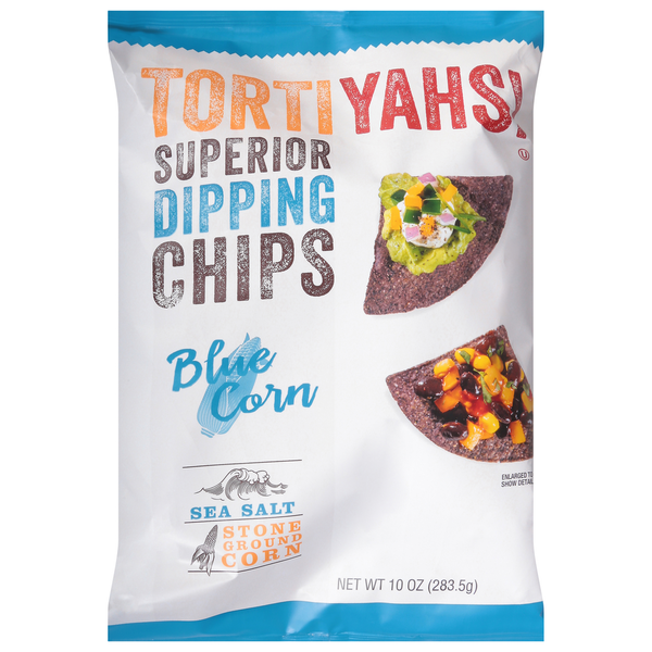 Chips & Pretzels TORTIYAHS! Dipping Chips, Superior, Blue Corn, Sea Salt hero