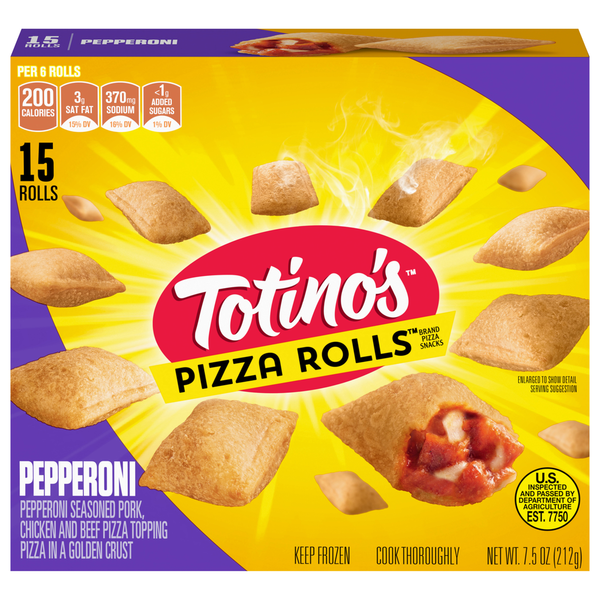 Frozen Appetizers & Sides Totino's Pizza Rolls Pepperoni Flavored Frozen Snacks hero