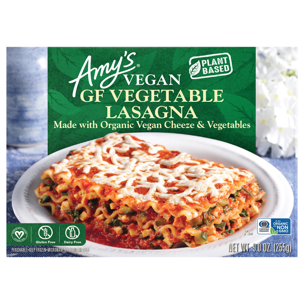 Frozen Vegan & Vegetarian Amy's Kitchen Gluten Free Dairy Free Vegetable Lasagna hero