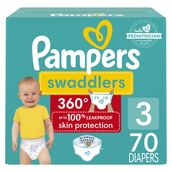 Diapers & Wipes Pampers Swaddlers 360 Diapers, Size 3 hero