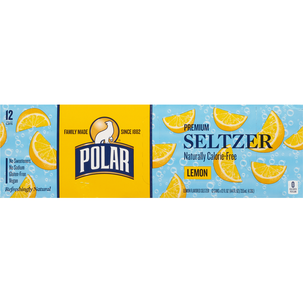 Seltzer & Sparkling Drinks Polar Seltzer Calorie-free Lemon hero