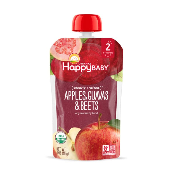 Food & Formula Happy Baby Organics Clearly Crafted Stage 2 Apples, Guavas & Beets Pouch hero