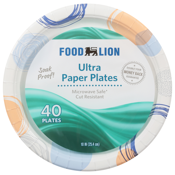 Plates, Bowls, Cups & Flatware Food Lion Paper Plates, Ultra, 10.06 Inch hero