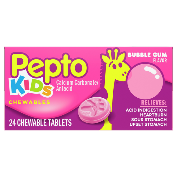 Baby First Aid & Vitamins Pepto-Bismol Kid's Chewables for Multi-Symptom Upset Stomach Relief hero