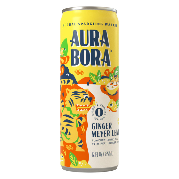 Water, Seltzer & Sparkling Water Aura Bora Ginger Meyer Lemon, Herbal Sparkling Water hero