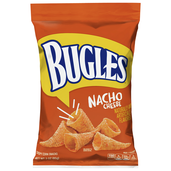 Chips & Pretzels Bugles Corn Snacks, Crispy, Nacho Cheese hero