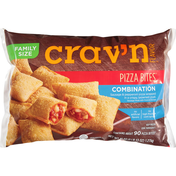 Frozen Appetizers & Sides Crav'n Flavor Pizza Bites, Combination, Family Size hero