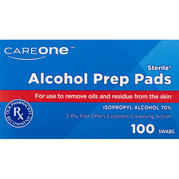 First Aid CareOne Alcohol Prep Pads, Swabs, Box hero