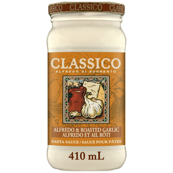 Condiments Classico Alfredo & Roasted Garlic Spaghetti Pasta Sauce hero