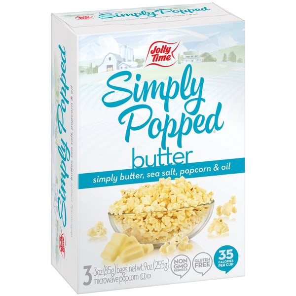 Popcorn & Jerky JOLLY TIME Simply Popped Butter Microwave Popcorn hero