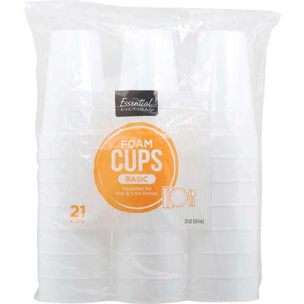 Plates, Bowls, Cups & Flatware Essential Everyday Cups, Foam, Basic, 20 Ounce hero