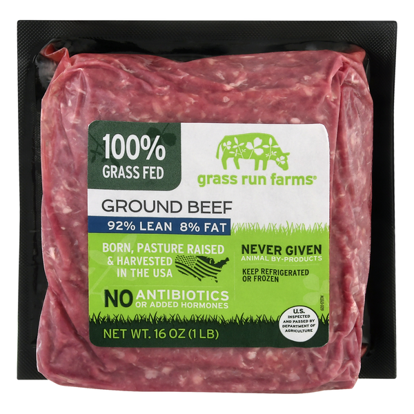 Packaged Meat Grass Run Farms Beef, Ground, 92/8 hero