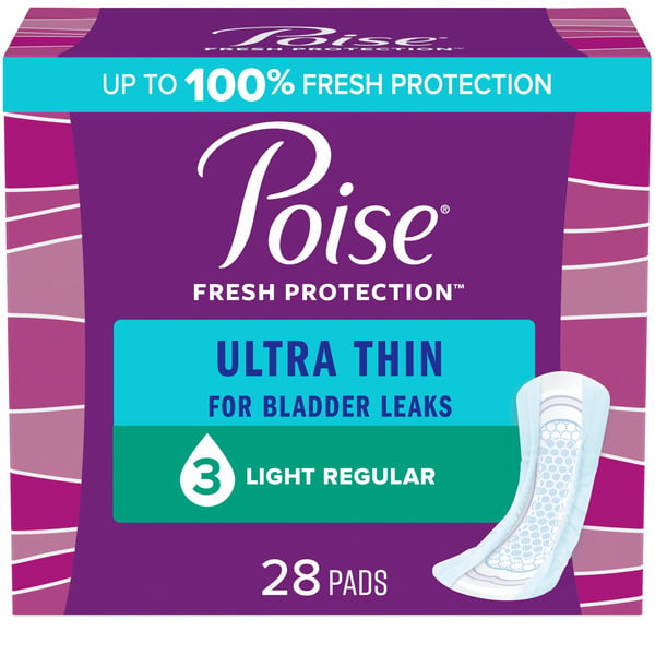 Feminine Care Poise Ultra Thin Incontinence Pads, Light Absorbency, Regular Length hero