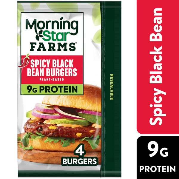 Frozen Vegan & Vegetarian Morning Star Farms Plant Based Veggie Burgers, Vegetarian Meat, Frozen Meal Starter hero