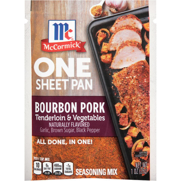 Meat Counter McCormick® Bourbon Pork Tenderloin & Vegetables One Sheet Pan Seasoning Mix hero