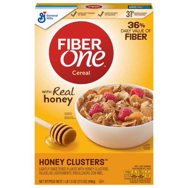 Cereal Fiber One Cereal, Honey Clusters hero