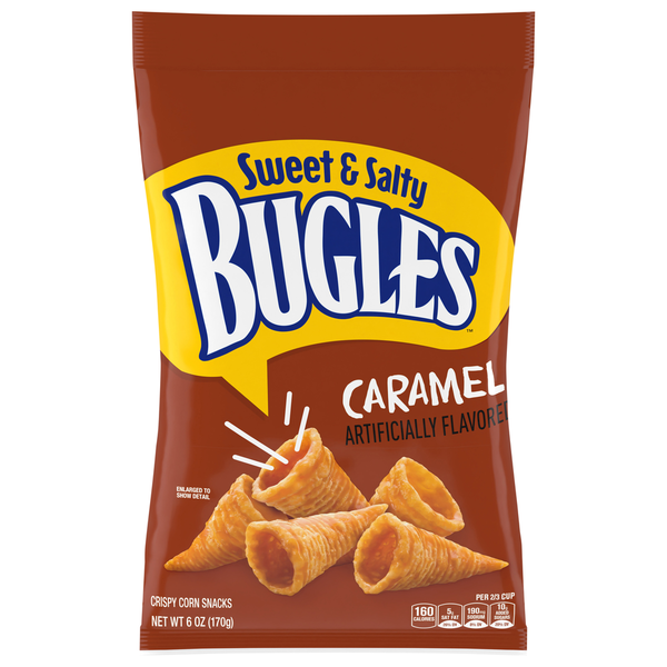 Crackers Bugles Corn Snacks, Crispy, Caramel hero