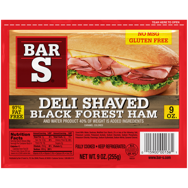 Lunch Meat Bar-S Deli Shaved Black Forest Ham Lunch Meat hero