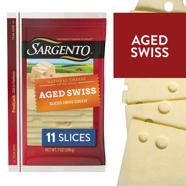 Packaged Cheese Sargento Natural Aged Swiss Cheese hero