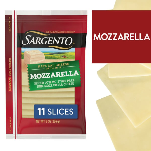 Specialty Cheeses Sargento Sliced Mozzarella Natural Cheese hero