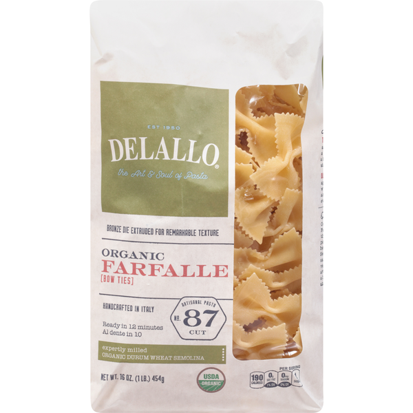 Dry Pasta DeLallo Farfalle, Organic, Bow Ties hero