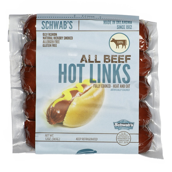 Hot Dogs, Bacon & Sausage Schwab's All Beef Hot Links hero