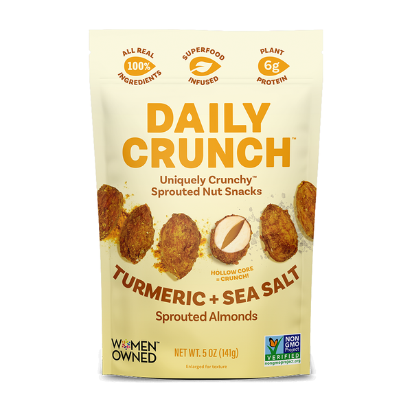 Nuts, Seeds & Dried Fruit Daily Crunch Snacks Turmeric + Sea Salt Sprouted Almonds hero