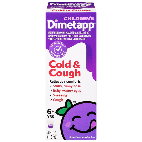 Cold, Flu & Allergy Dimetapp Children's Cold & Cough, Grape Flavor, Alcohol-Free hero