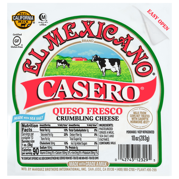 Packaged Cheese El Mexicano Crumbing Cheese, Casero Queso Fresco hero