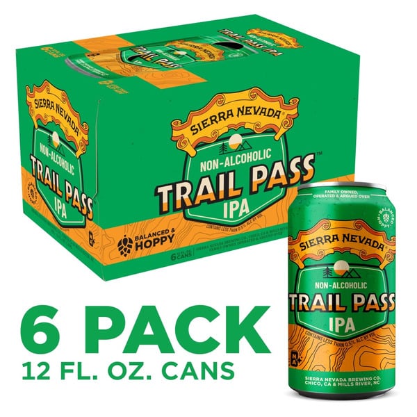 Trail Pass Non-Alcoholic IPA Sierra Nevada Trail Pass Non-Alcoholic IPA Craft Beer 6 Pack (12oz Cans) hero